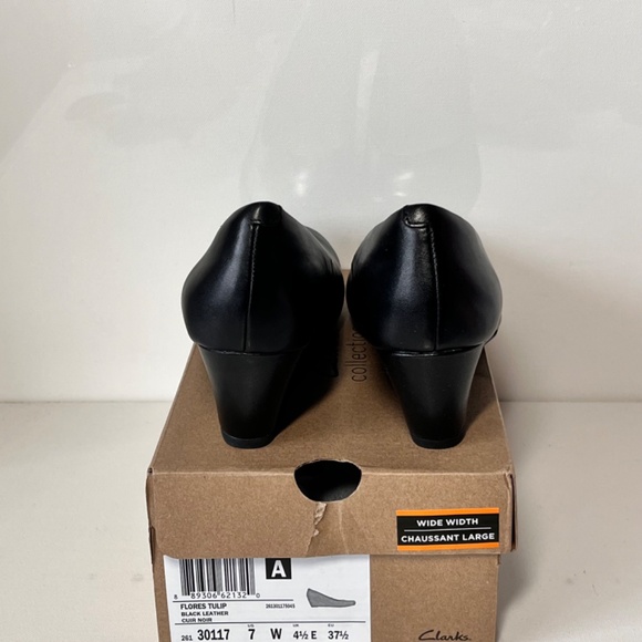 Clarks Flores Tulip Leather Wedge Pump - Picture 4 of 5